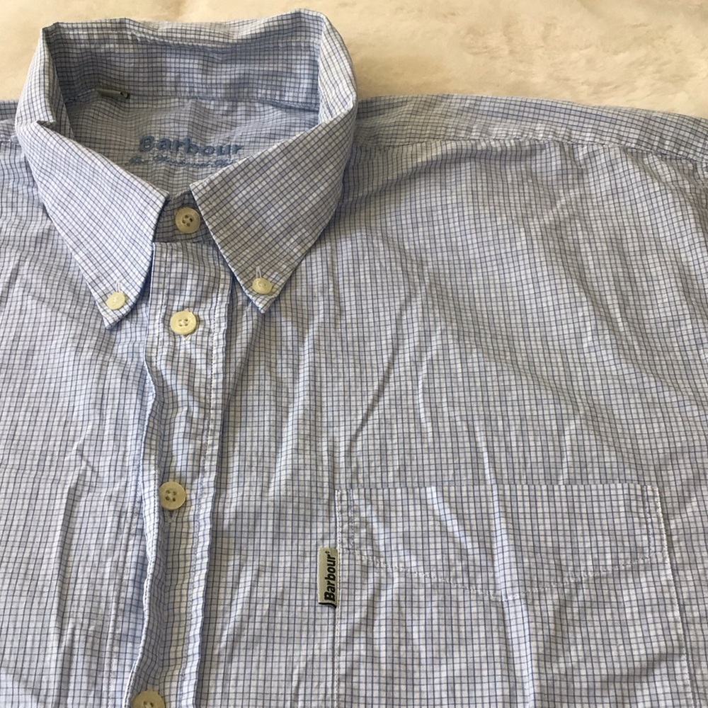 Barbour Light Blue Plaid Casual Shirt XL